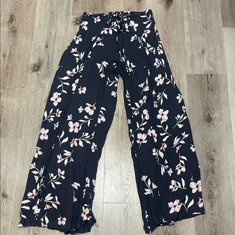 Billabong Floral Print Pants - Black and Pink - Picture 1 of 4